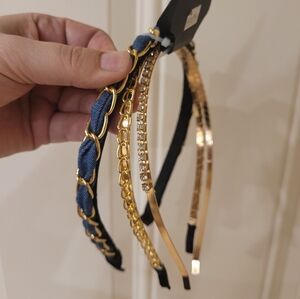 nOir Jewelry Headband Set of 3, Blue & Gold